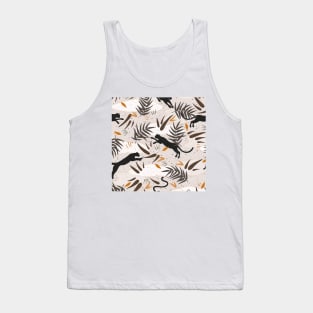 Wilderness with Exotic Plants and Big Cats in Earthy, Natural Shades Tank Top